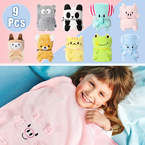 Boyiee 9 Pack Kids Animal Fleece Throw Blankets - Travel & Nap Size