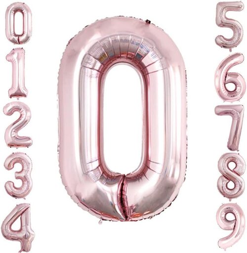 GOER Rose Gold Foil Balloons - Number 0 for Milestone Birthdays & Anniversaries | 3 Pack (42", 32", 16")