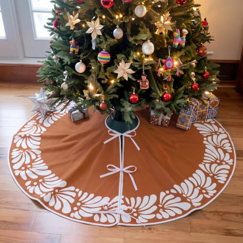 Halloscume 48 Inch Mexican Talavera Christmas Tree Skirt Platos De Barro Rustic Decor