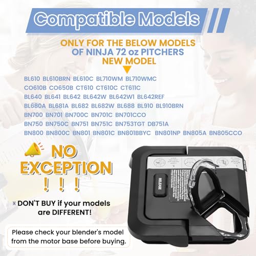 Replacement Square Locking Lid for 72oz XL Blender Pitchers with Extended Rim