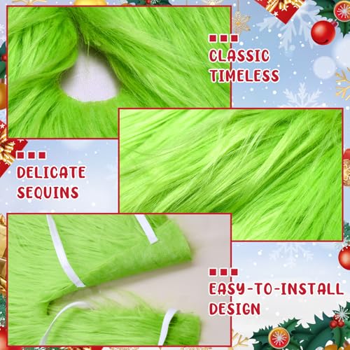 ZhowHoHo 2pcs 15 Inch Green Faux Fur Christmas Tree Skirts Mini Holiday Decor