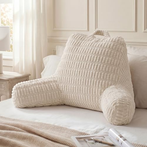 Blissful Diary Memory Foam Reading Pillow with Arms & Side Pockets - Off White