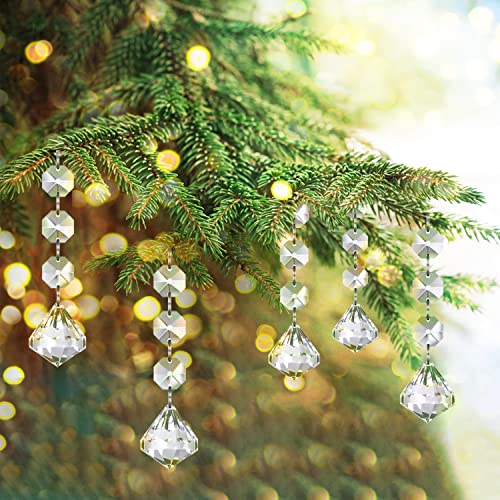 30-Pack Clear Acrylic Hanging Crystal Diamond Ornaments for Christmas Tree Decor