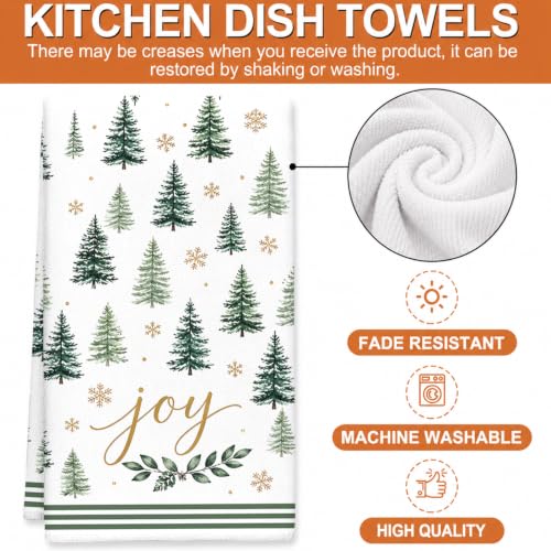 Sage Green Christmas Kitchen Towels Set of 2 - Holiday Decorative Dish Towels