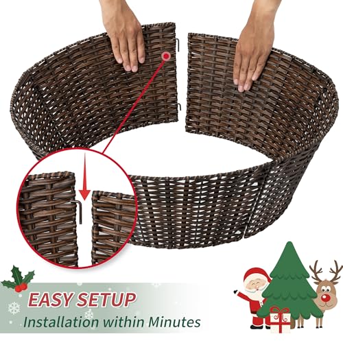 Granny Says 28" Large Wicker Christmas Tree Collar for Pencil Tree - Dark Brown Round