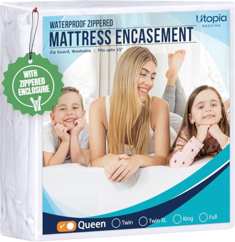 Utopia Bedding Queen Size Mattress Protector Encasement Waterproof 6-Sided