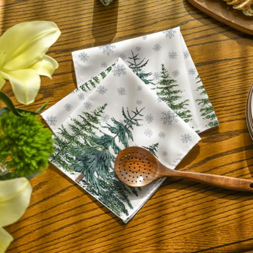 Horaldaily 18" x 18" White Christmas Cloth Napkins Set of 12 – Winter Snow Trees