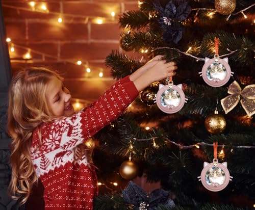 Pink Cat Shape Christmas Photo Frame Ornament Personalised Pet Keepsake