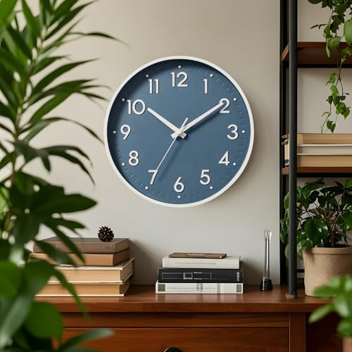 8 Inch Silent Wall Clock - Non-Ticking Analog Clock with 3D Easy-Read Digits