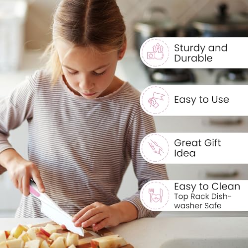 3-Piece Kids Knife Set for Safe Real Cooking and Baking - Pink