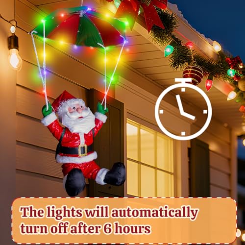 JOYSUT 34-Inch Hanging Santa Claus Parachute Christmas Decoration LED Light