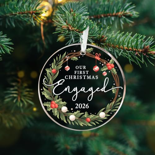 HEXMOZ Engaged 2026 Christmas Ornament for Couples - Bridal Keepsake Gift