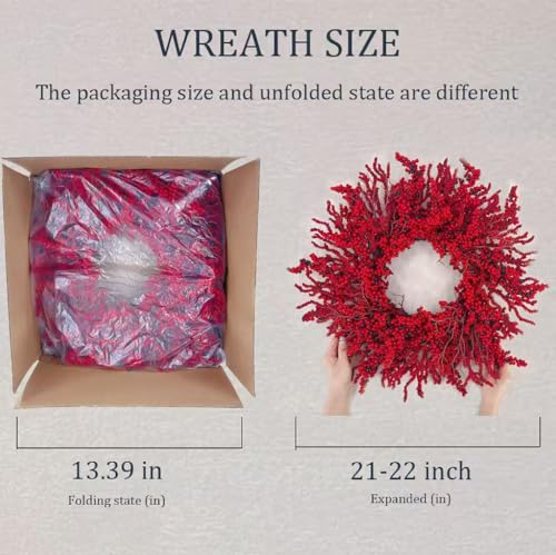 Trfdhm 20in Artificial Berry Christmas Wreath Red01 Front Door Decor