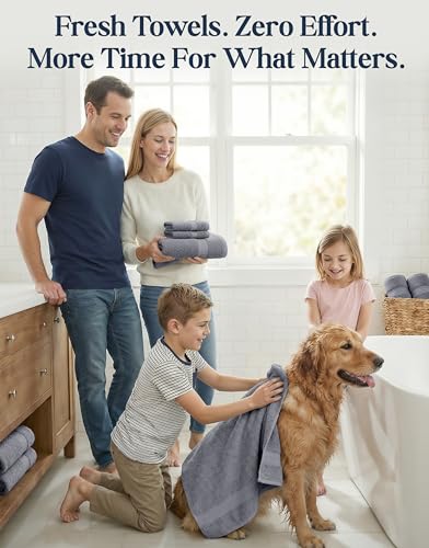 Lane Linen 16-Piece Cotton Towel Set Soft Absorbent Cool Grey Bath Towels