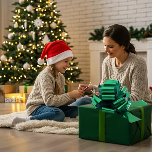 12 Inch Green Large Pull Bow - Giant Gift Wrap Decoration & Party Accessory