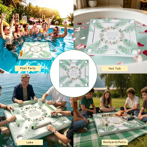Floating Mahjong Table for Pool - 32x32 Inch Waterproof Game Tray