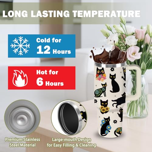 xiiai Cat2 30oz Tumbler with Handle, BPA-Free Steep Straws Leak-Proof Lid