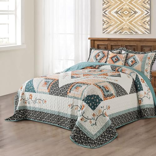 BEDIFANY Floral King Quilt Set - 3-Piece Lightweight Bedspread Coverlet