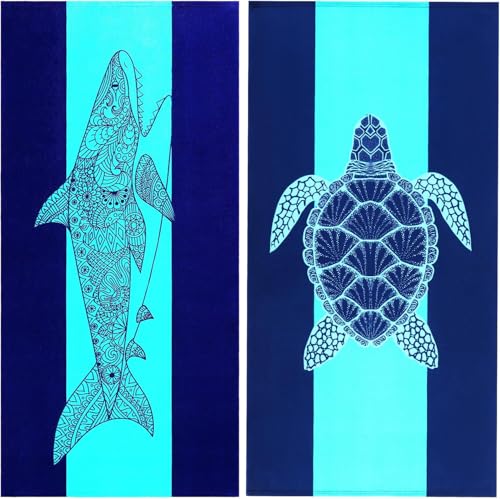 Oversized Beach Towel Set, 36 x 72 Inch Soft Microfiber Pool Towels (2 Pack)