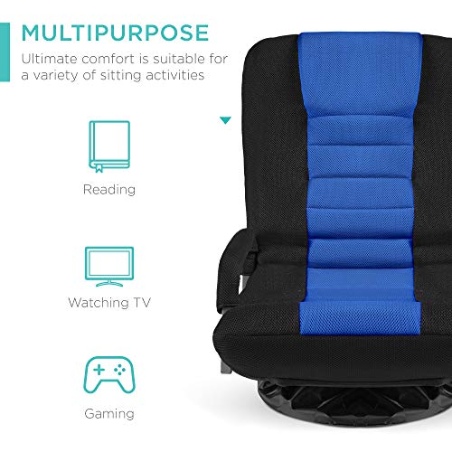 360-Degree Swivel Floor Gaming Chair with Adjustable Backrest and Armrests