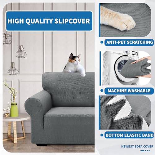 Stretch Armchair Cover - Soft Elastic Furniture Protector (31"-46", Light Gray)