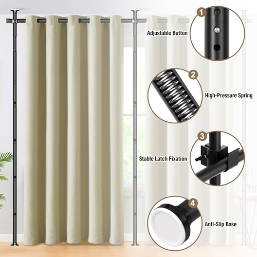 Adjustable Room Divider Curtain Rod, No-Drill Floor-to-Ceiling Tension Rod