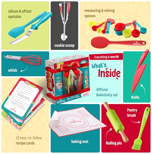 Baketivity 31-Piece Kids Baking Tools Set for Young Chefs