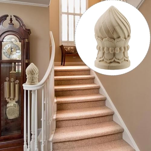 Unfinished Rubber Wood Finials 2-Pack - 4.72" Decorative Spindles for DIY