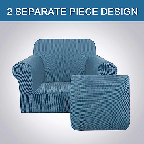 High Stretch Chair Slipcover Set - Dusty Blue Soft Spandex Protector