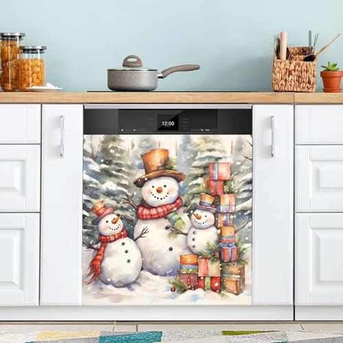 ALAZA Snowman Landscape Dishwasher Magnet Cover Front Door 23x26 in - decorative fridge panel