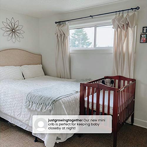 Folding Portable Mini Baby Crib with 1.5-Inch Mattress - White Wood