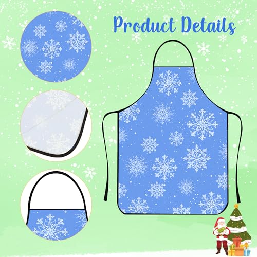 Christmas Snowflake Apron for Men Women Kids Holiday Baking Cooking Kitchen
