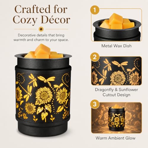 Sunflower Metal Wax Melt Warmer – Electric Fragrance Candle Oil Burner