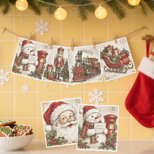 Retro Christmas Swedish Dishcloths (6 pack) – Deorfuy, 7x8 inches with Gift Box