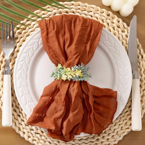 Socomi Terracotta 21x21 Inch Washable Cheesecloth Napkins Set of 24 for Wedding & Home Decor