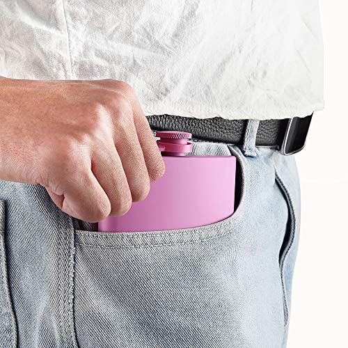 FYL Pink Matte Stainless Steel Hip Flask 8 Oz Leakproof with Funnel
