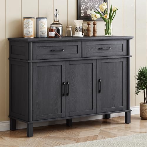48-Inch Farmhouse Buffet Cabinet - Wood Sideboard with 2 Drawers & 3 Doors