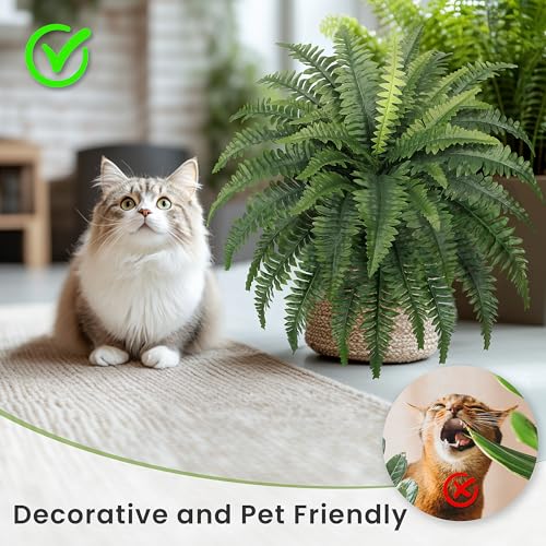 Artificial Boston Ferns 2-Pack - 35" UV-Resistant Faux Outdoor Plants