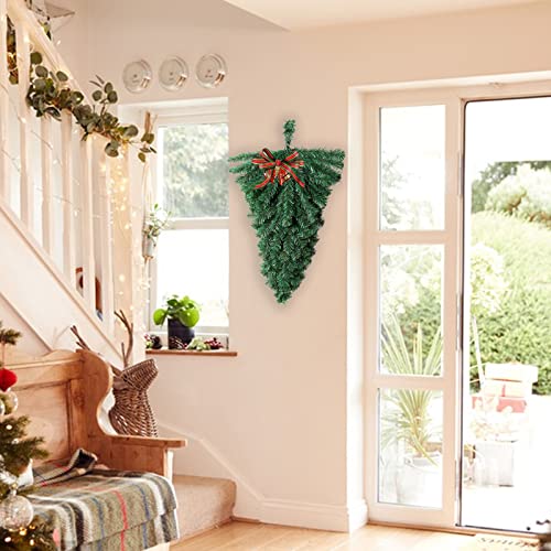 18-inch Artificial Christmas Teardrop Swag, Faux Pine Needle Door Decor