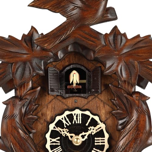 Handcrafted Wooden Cuckoo Clock with Pendulum and 12 Melodies