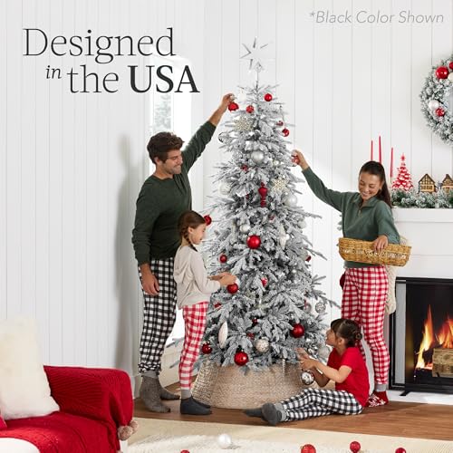 7.5ft Pre-Lit Flocked Artificial Christmas Tree with Dual-Color LEDs