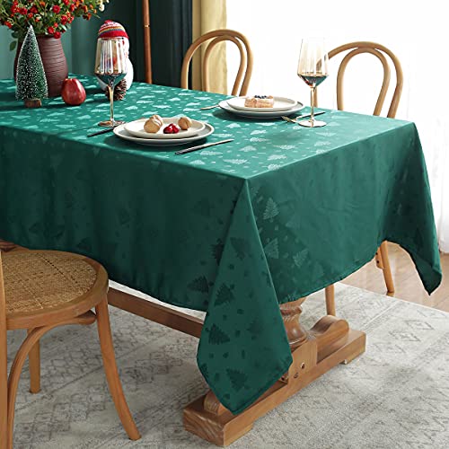 SASTYBALE 60 x 102 inch Green Christmas Tablecloth Rectangle with Tree & Gift Pattern
