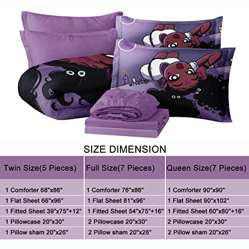 Purple Comforter Set with Sheets - Cute Princess Bedding for Girls