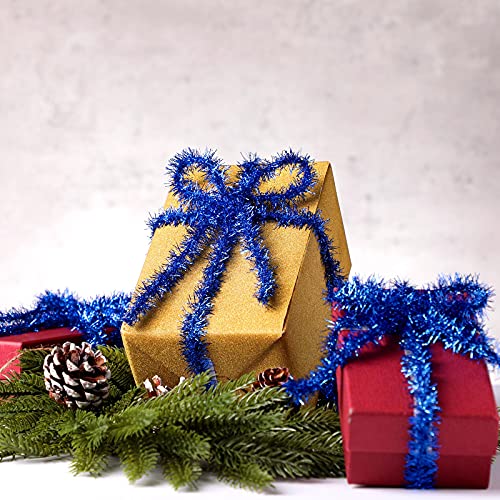 Blue Metallic Christmas Tinsel Garland - 50 Yard Thin Twist Garland