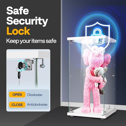 2-Tier Glass Display Cabinet with Lock for Collectibles, 32-Inch Tall