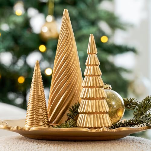 DN DECONATION Spiral Resin Christmas Tree Decorations, 3 PCS for Desk