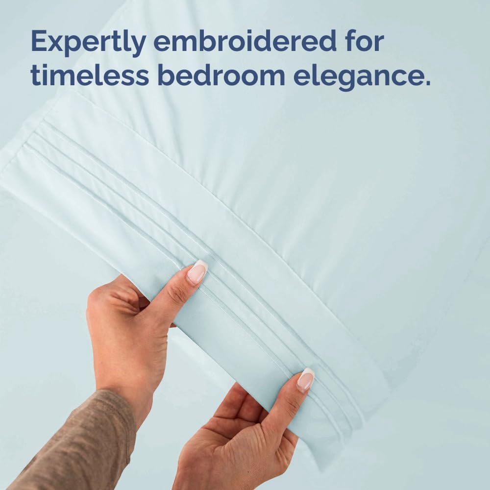 Queen Pillow Cases by [Brand Name] - Ultra Soft Hotel Quality - Wrinkle Free, Stain Resistant - 10 Piece Set in Ice Blue