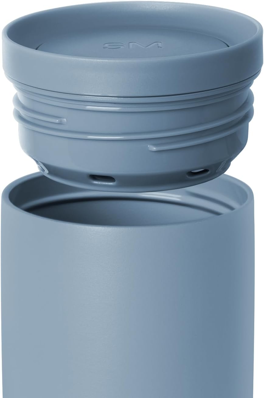 Simple Modern Voyager Signature Travel Coffee Mug - 360° Lid, Ceramic-Lined Insulated, 12oz, Blue Dune