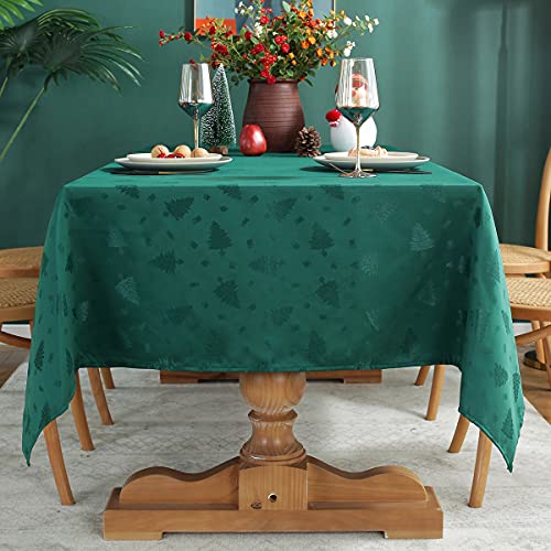 SASTYBALE 60 x 102 inch Green Christmas Tablecloth Rectangle with Tree & Gift Pattern