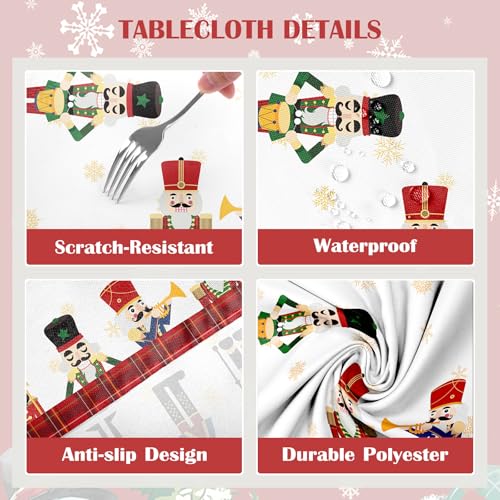 Christmas Tablecloth 60 x 84 Inch Rectangular Red Nutcracker Print - Holiday Decor